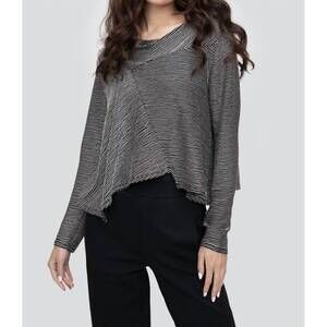 NEW LIV arty stripe draped neck topper in winter white/black